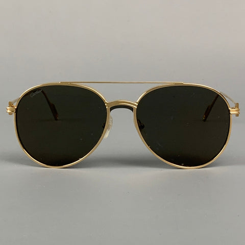 CARTIER Gold Metal Aviator Sunglasses