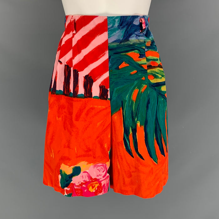 RALPH LAUREN Size 10 Multi-Color Cotton Watercolor High Waisted Shorts