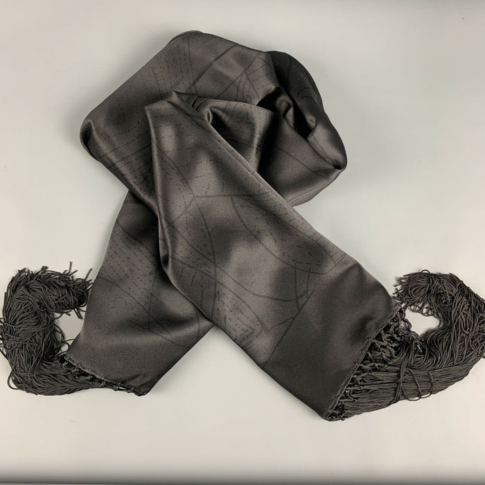 GIORGIO ARMANI Black Abstract Satin Scarves