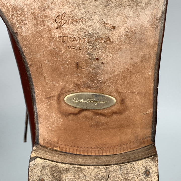 SALVATORE FERRAGAMO Taille 12 Cuir Marron Bout Uni À Lacets