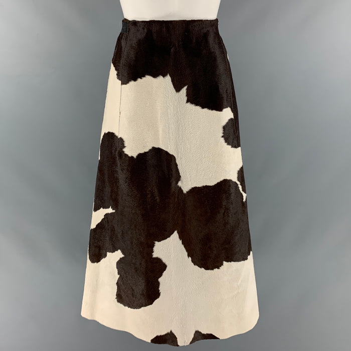 MARC JACOBS Size 6 Brown Cream Calf hair Wrap Skirt