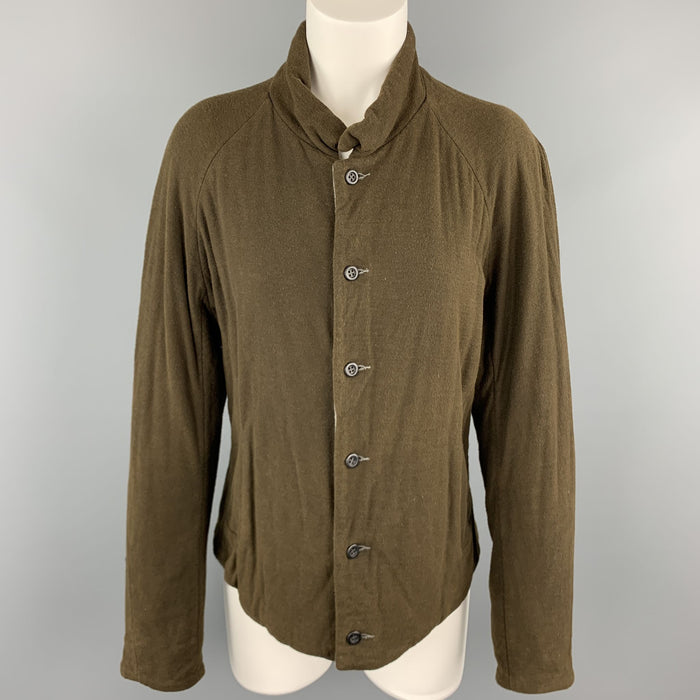 VOLGA VOLGA Size S Olive & Gray Textured Wool / Cotton Jersey Jacket