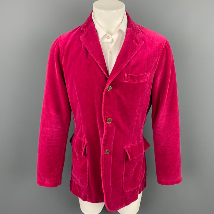 ETRO Size M Fuchsia Cotton Velvet Notch Lapel Sport Coat