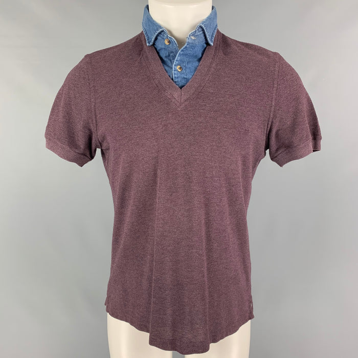 BRUNELLO CUCINELLI Talla S Chaleco a capas de algodón azul morado