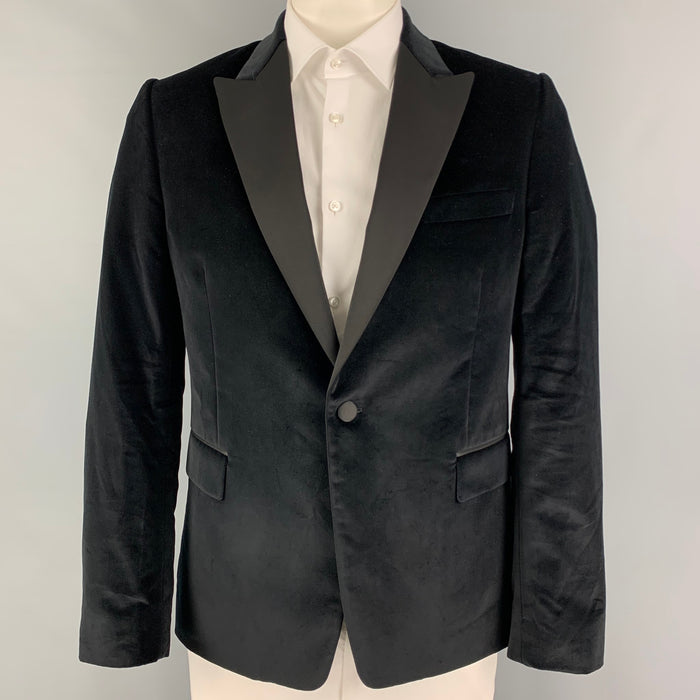 PAUL SMITH Talla 42 Abrigo deportivo de esmoquin de terciopelo de algodón y terciopelo negro