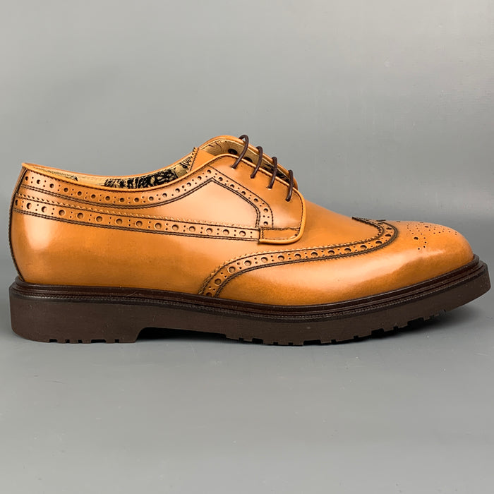 PAUL SMITH Zapatos con cordones y punta de ala de cuero perforado color canela Talla 9