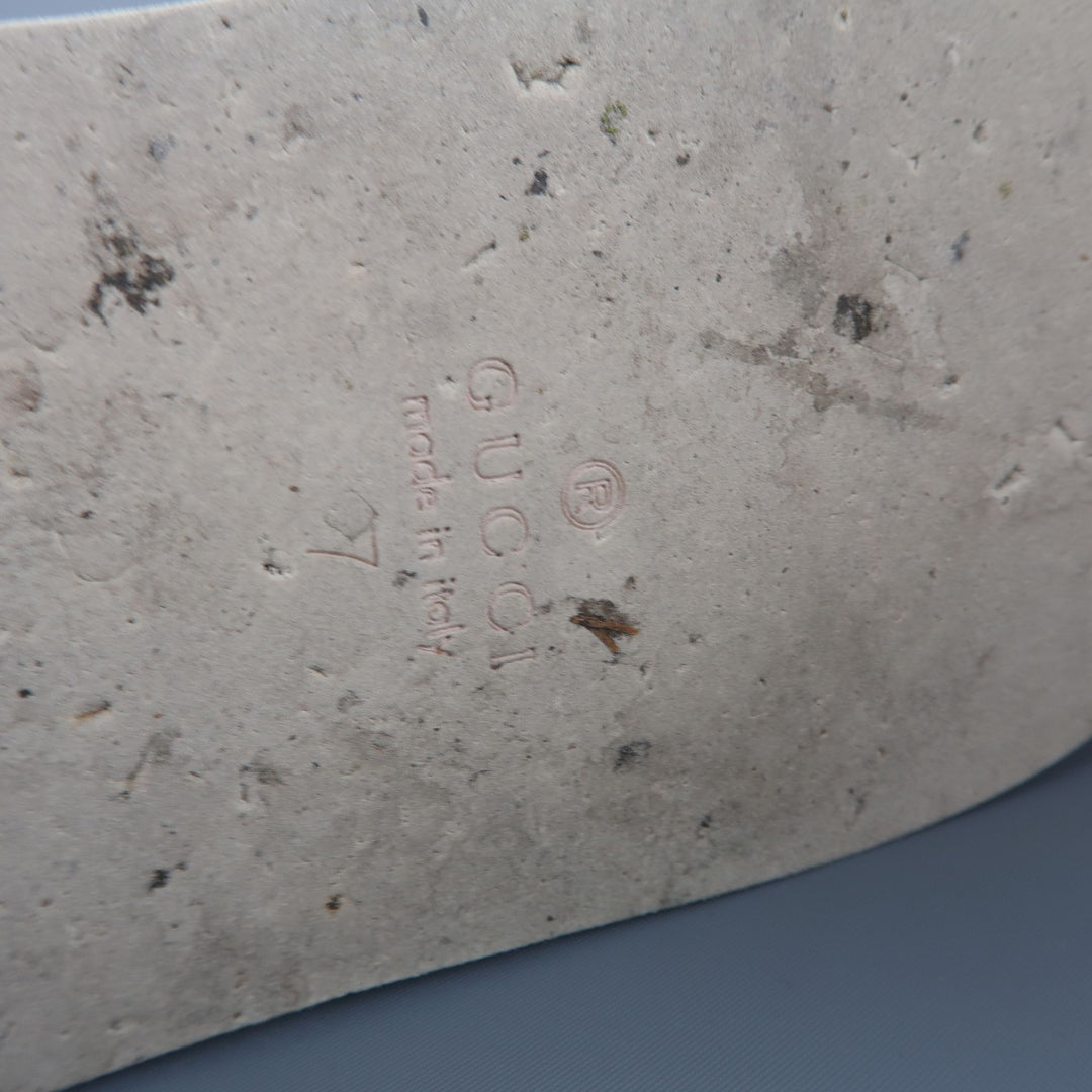 GUCCI US 8 / UK 7 Silver Metallic Leather Striped Platform Sneakers