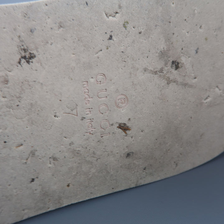 GUCCI US 8 / UK 7 Silver Metallic Leather Striped Platform Sneakers