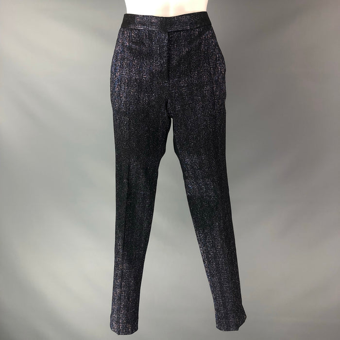 PAUL SMITH Pantalón de vestir de poliéster negro plateado talla 4