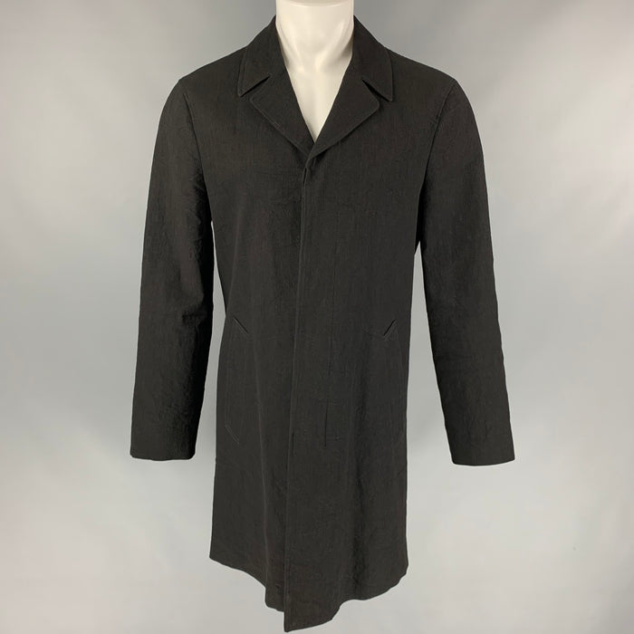 MARC JACOBS Size 36 Black Textured Linen Blend Hidden Placket Coat