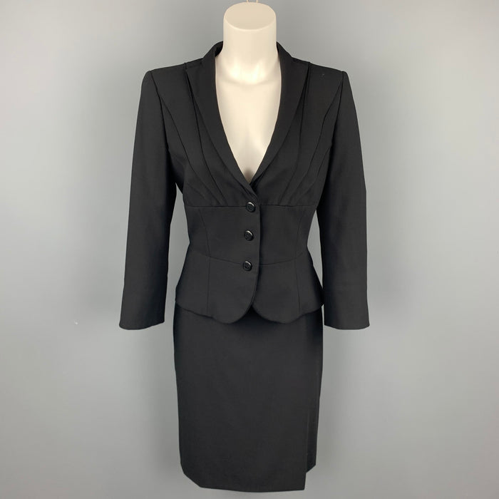 GIORGIO ARMANI Size 4 Black Wool Pencil Skirt Suit