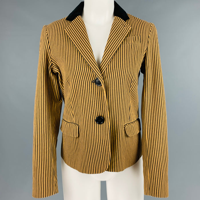 MARC by MARC JACOBS Size 6 Yellow Brown Cotton Stripe Blazer