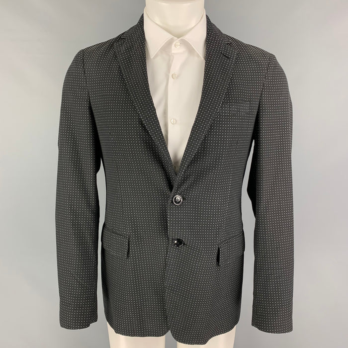 ETRO Size 36 Black White Dots Cotton Polyester Notch Lapel Sport Coat