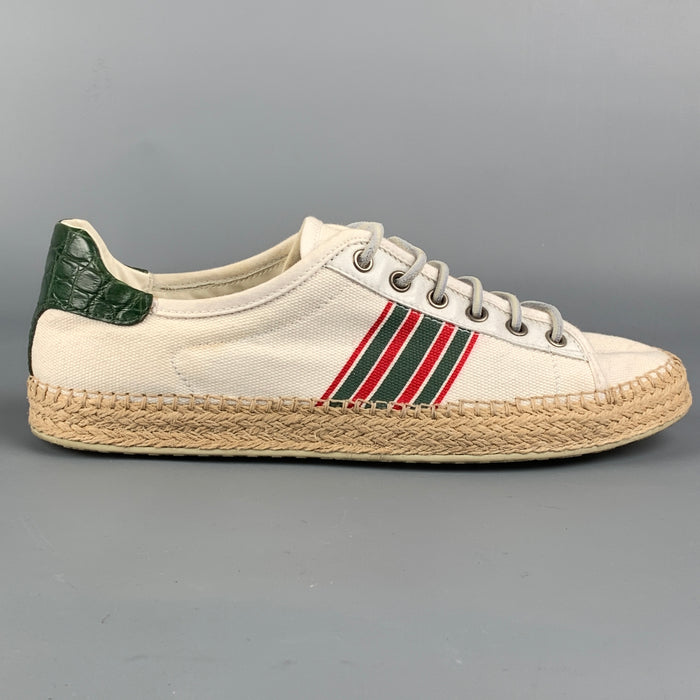 Vintage GUCCI Size 8 Multi-Color Stripe Canvas Espadrille Sneakers