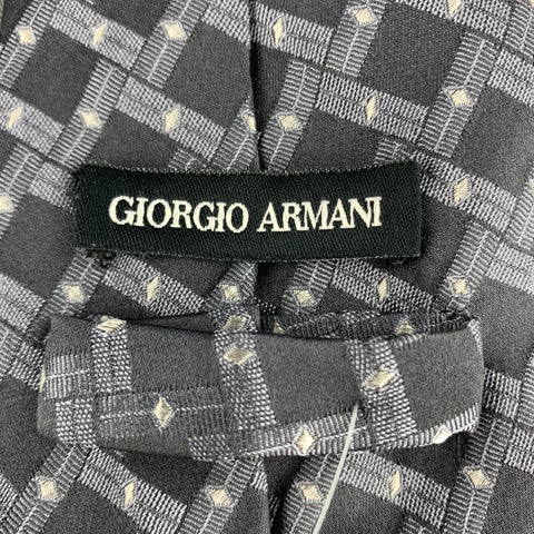 GIORGIO ARMANI Grey Geometric Silk Tie
