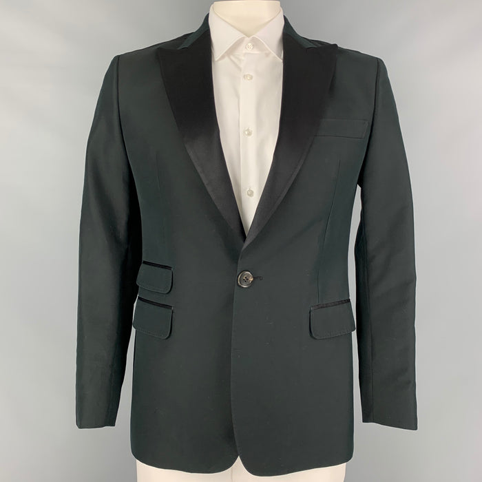 DSQUARED2 Size 42 Black Cotton Silk Peak Lapel Sport Coat