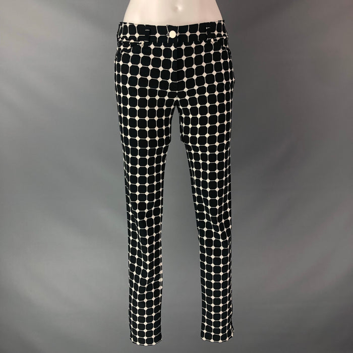 BALENCIAGA Size 4 Black White Cotton & Elastane Checkered Dress Pants