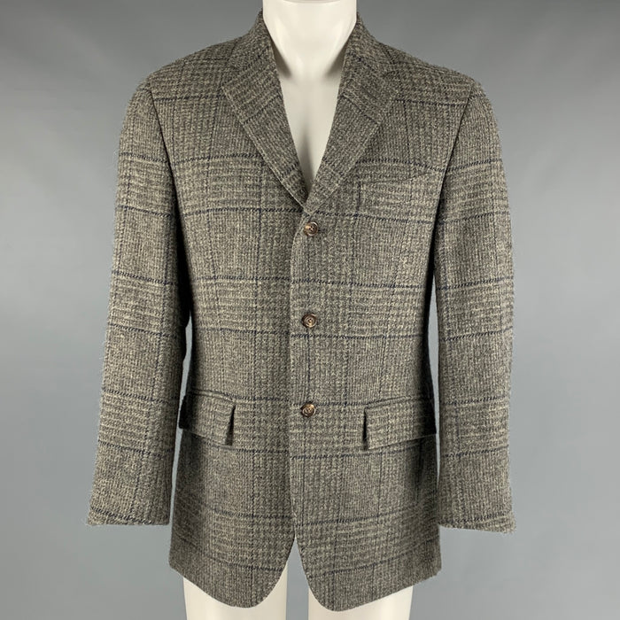 POLO by RALPH LAUREN Size 40 Regular Grey Navy Plaid Sport Coat