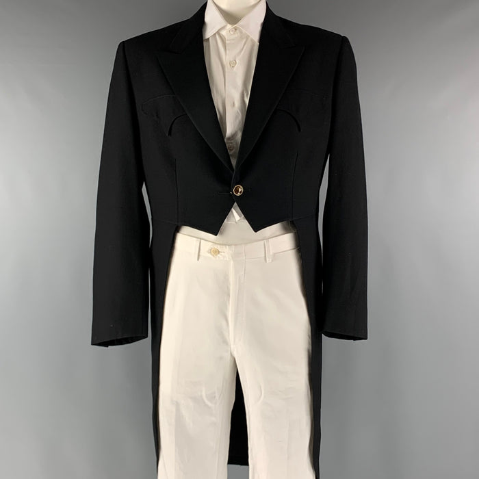 GIANNI VERSACE Chest Size 42 Black Wool Blend Tails Sport Coat