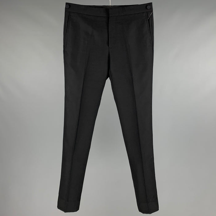 MARC JACOBS Size 32 Black Wool Blend Tuxedo Dress Pants