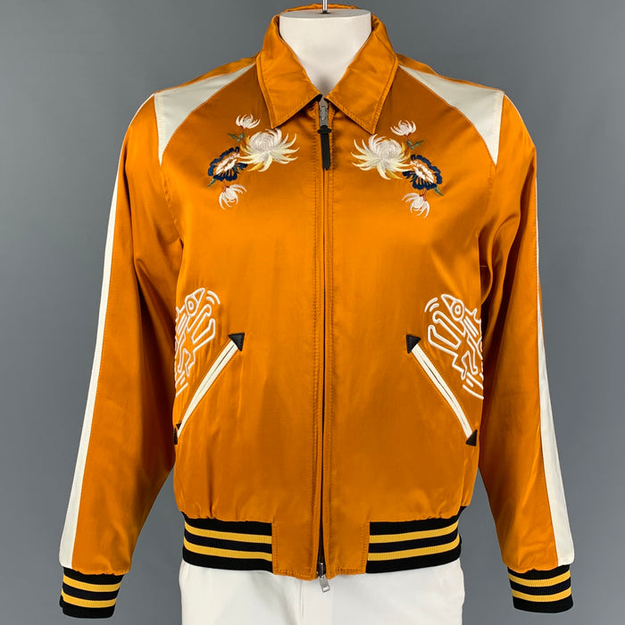 COACH x Keith Haring Size XL Orange White Embroidery Viscose Cotton Jacket