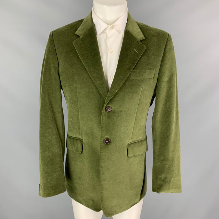 PS by PAUL SMITH Talla 40 Abrigo deportivo con solapa de muesca de algodón y terciopelo verde