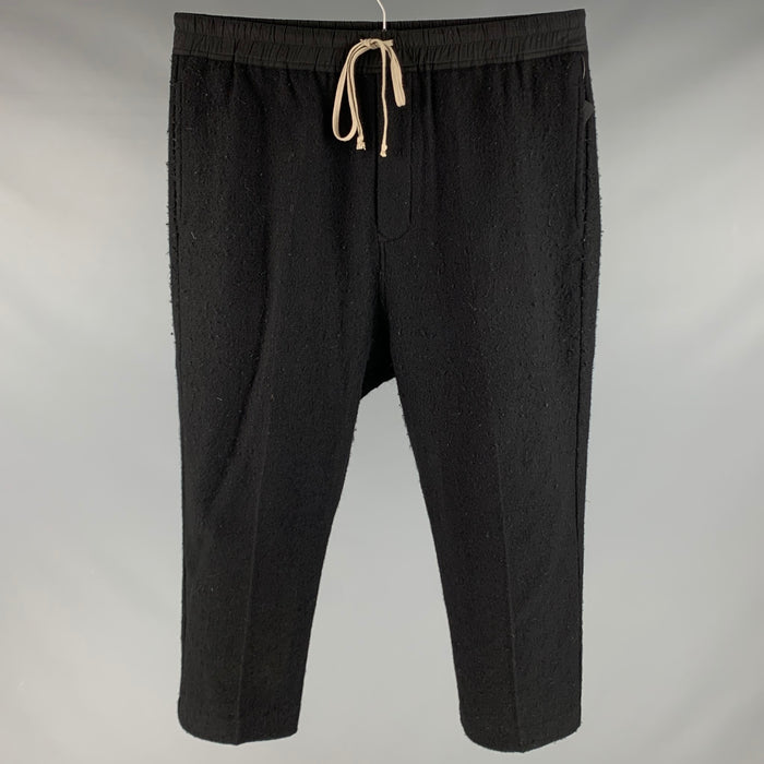 RICK OWENS FW19 Size 36 Black Wool Drop-Crotch Casual Pants