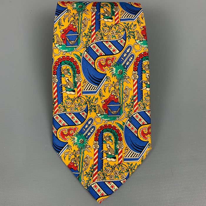 SALVATORE FERRAGAMO Multi-Color Print Silk Tie