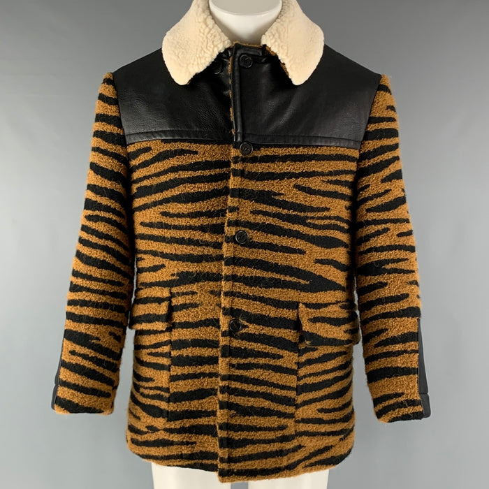 STELLA McCARTNEY Size 38 Black Brown Animal Print Coat
