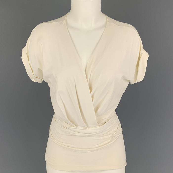 PRADA Size S Cream Cotton Short Sleeve Casual Top