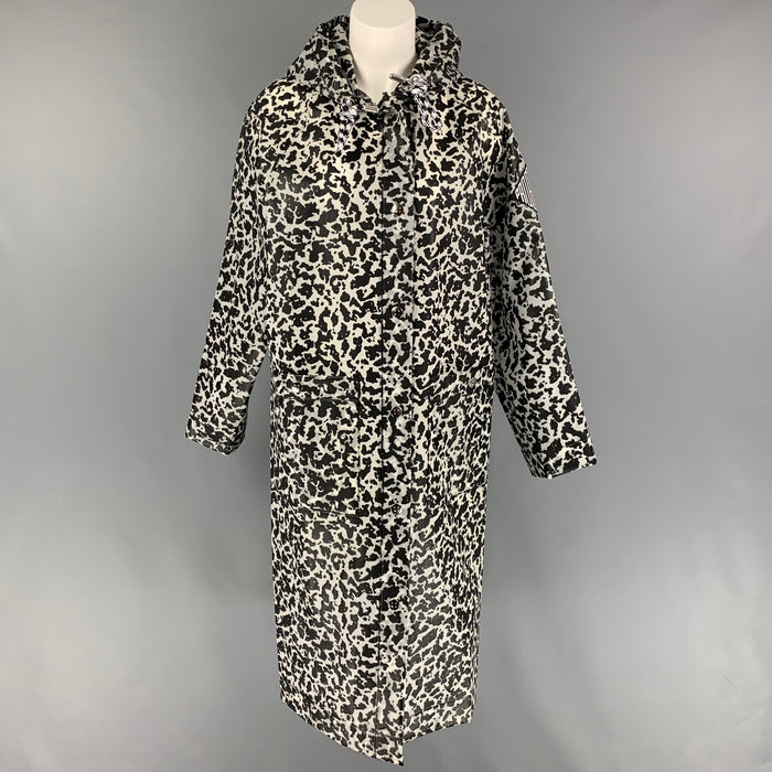 PROENZA SCHOULER Size M/L Black White Spotted Polyeurethane Raincoat