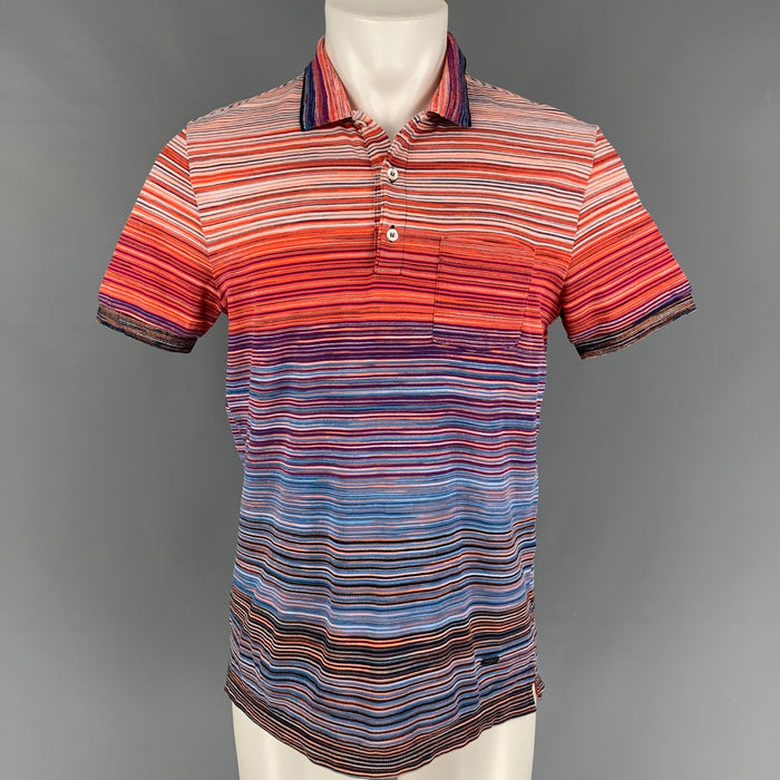 MISSONI Size M Multi-Color Stripe Short Sleeve Polo