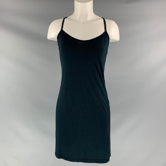 ANN DEMEULEMEESTER Size 6 Black Cotton & Rayon Solid Above Knee Dress