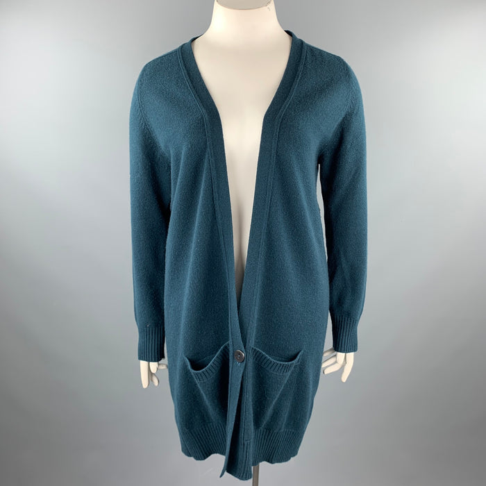HERMES Size 10 Dark Green Knitted Cashmere Buttoned Cardigan