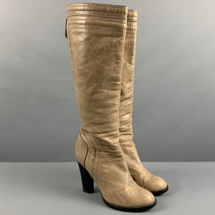 CHLOE Size 8.5 Beige Chunky Heel Knee High Boots