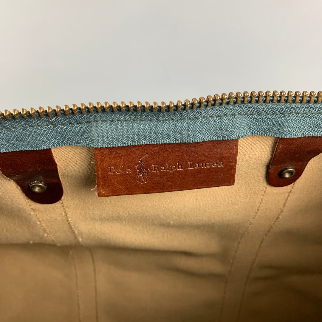 Vintage RALPH LAUREN Green & Black Tan Blackwatch Coated Canvas Weekender Bag