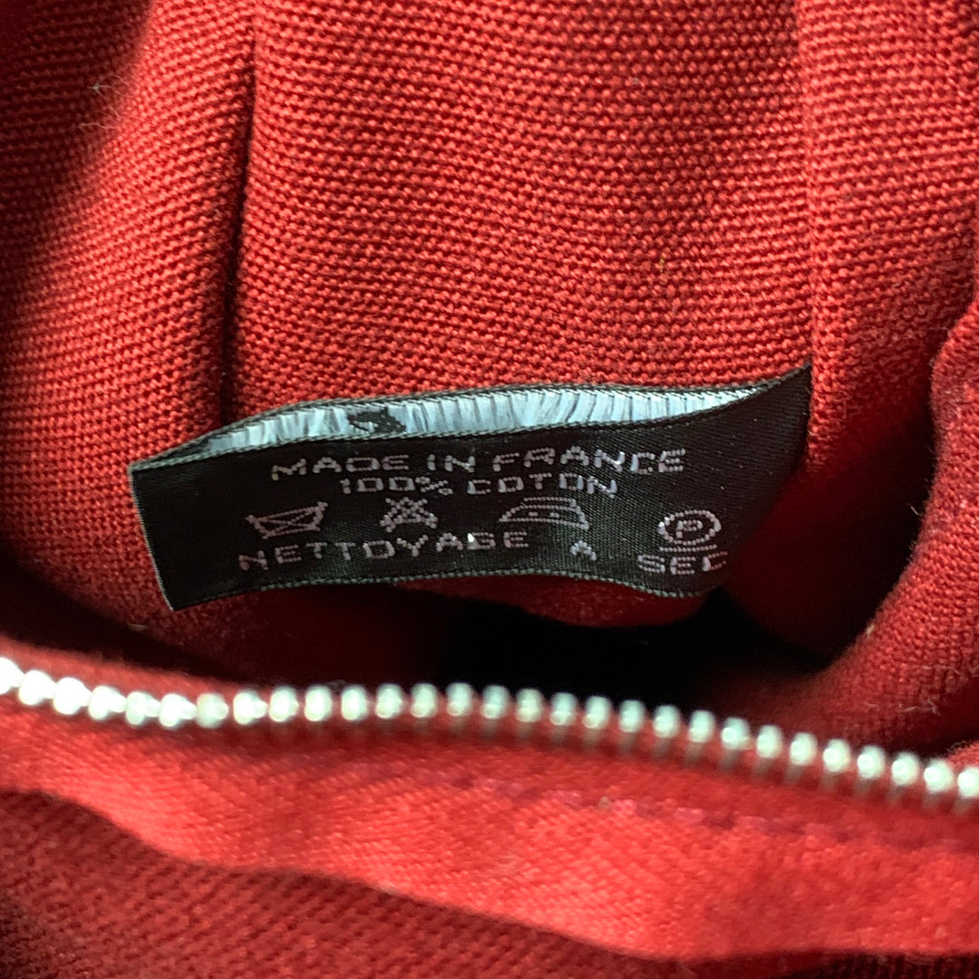 HERMES Tout Fourre Burgundy Cotton Canvas Tote Bag