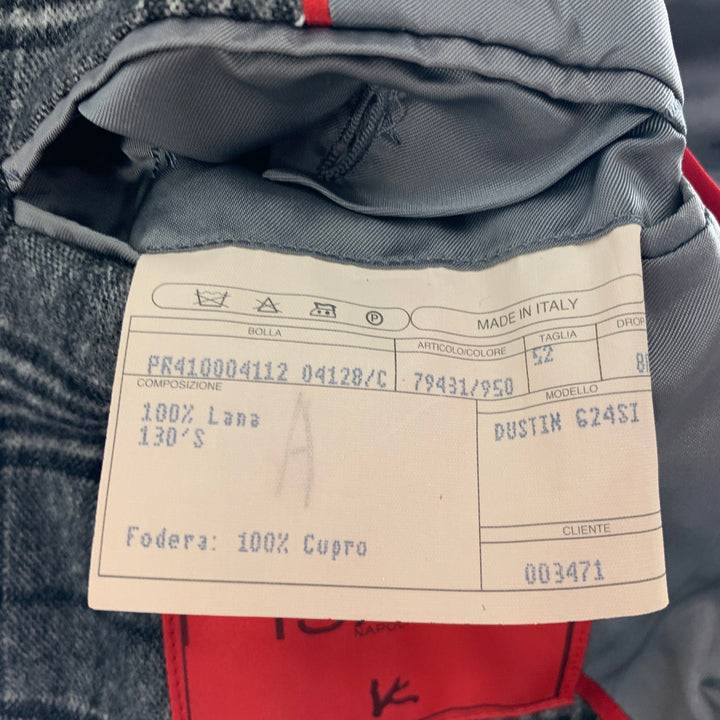 ISAIA Taille 42 Manteau de sport à simple boutonnage en laine à carreaux noir et blanc