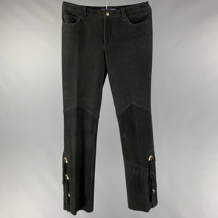 RALPH LAUREN COLLECTION by Size 10 Black Suede Western Casual Pants