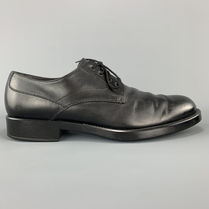TOD'S Size 11 Black Leather Lace Up Derby Rubber Sole Dress Shoes