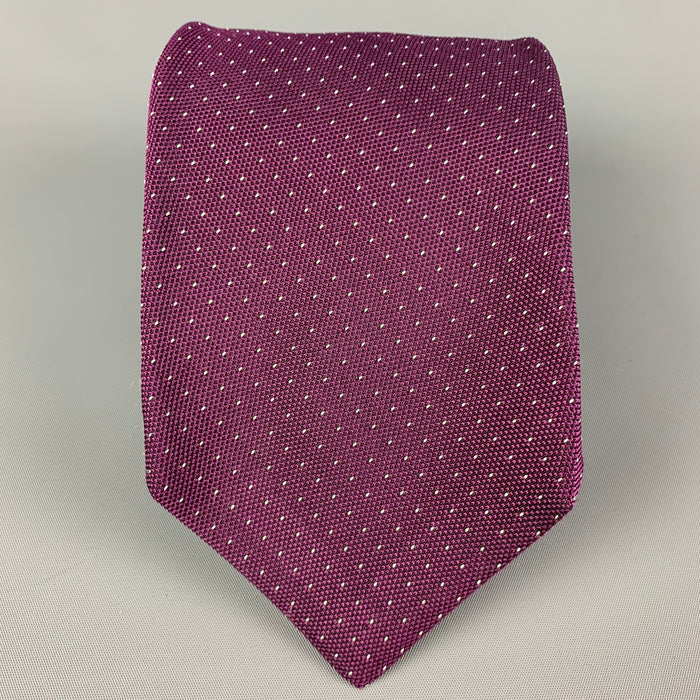 KITON Burgundy White Dots Silk Tie