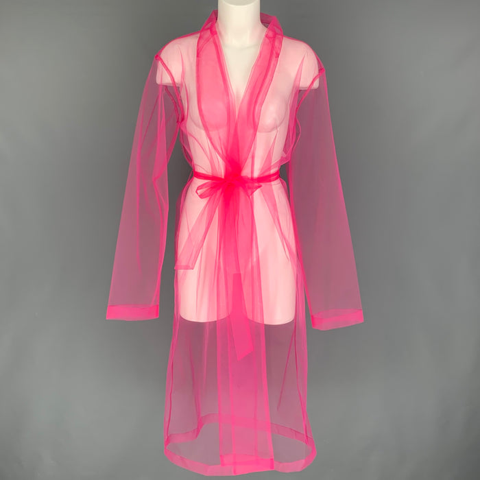 DRIES VAN NOTEN Size M Pink Polyester See Through Belted Coat