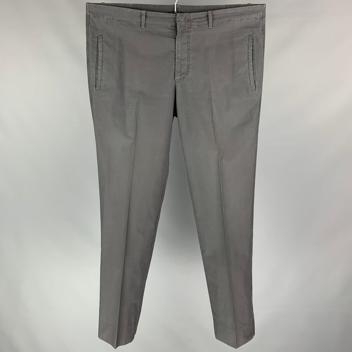 JIL SANDER Size 38 Grey Cotton Zip Fly Dress Pants