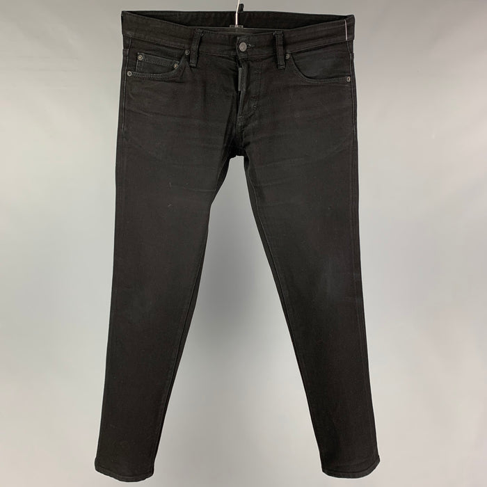 DSQUARED2 Size 32 Black Cotton Slim Jeans