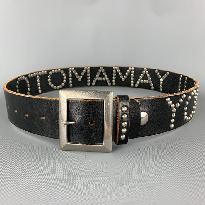 Vintage YOHJI YAMAMOTO Size 32 Black Studded Name Leather Belt