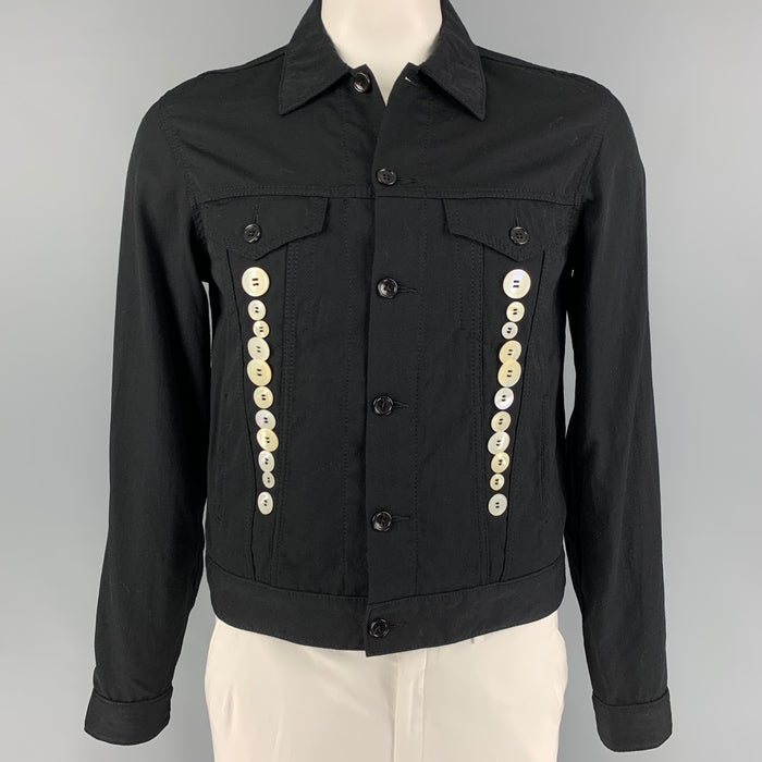 COMME des GARCONS BLACK Size L Black Embellishment Wool Trucker Jacket