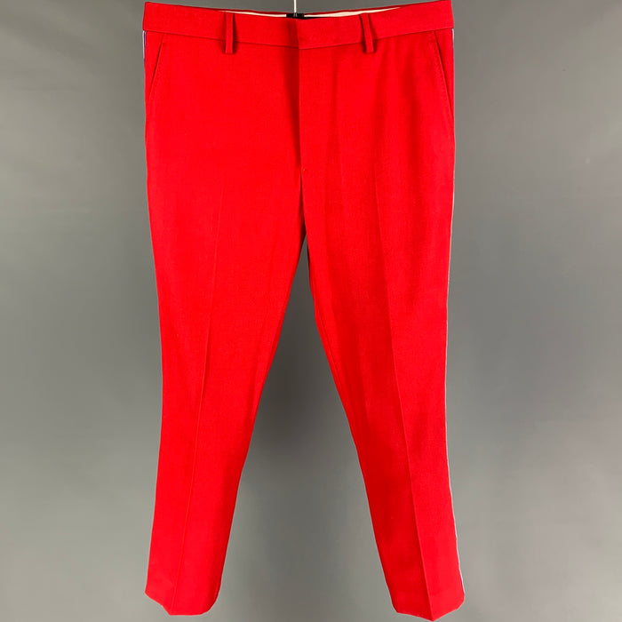 CALVIN KLEIN 205W39NYC Size 32 Red Wool Zip Fly Dress Pants
