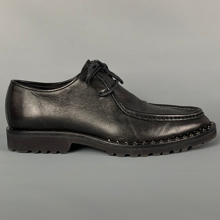 DSQUARED2 Worlds End Size 9 Black Leather Studded Lace Up Shoes