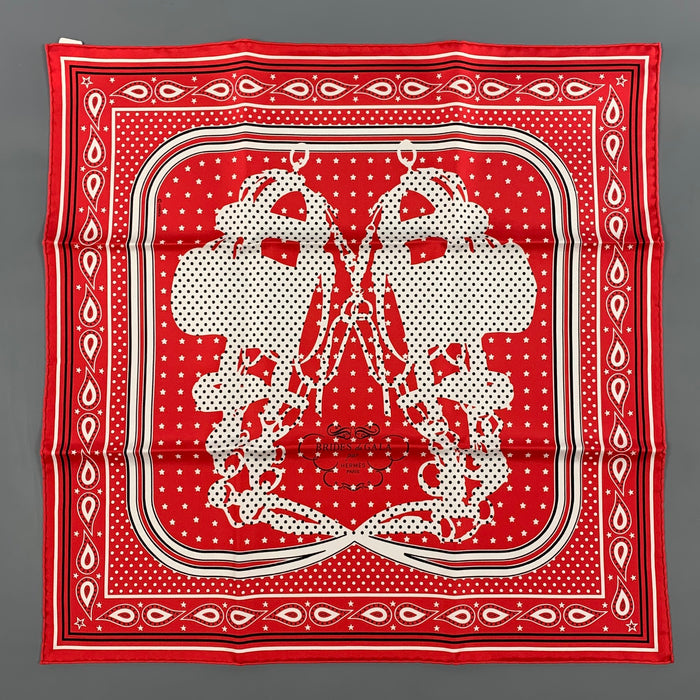 HERMES Brides de Gala Red Black White Silk Bandana Scarf
