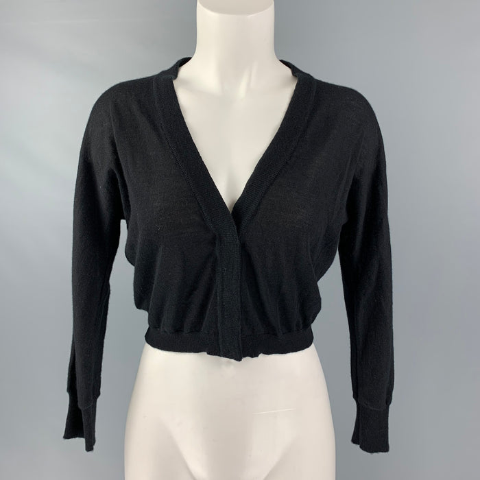 GIAMBATTISTA VALLI Size S Black Cashmere 3/4 Sleeves Cardigan